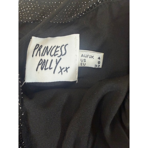 Princess Polly Reeva Black Shimmer Ruched Bodycon Mini Dress Size 0 - Picture 6 of 8